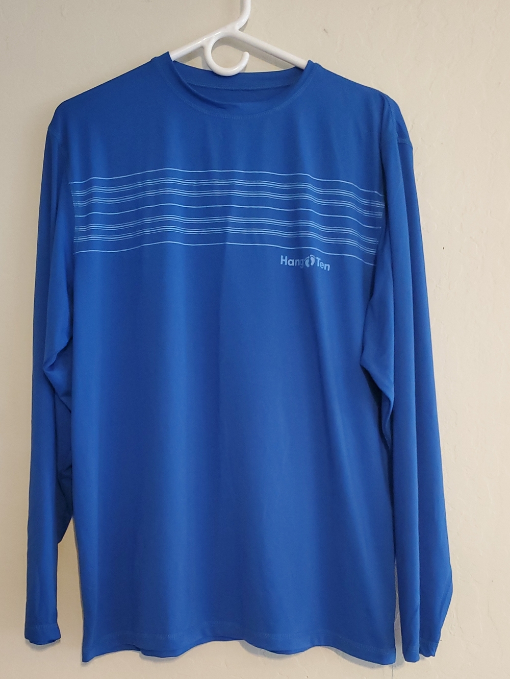 Hang Ten Men’s Long Sleeve Performance Shirt - Blue UPF 50+